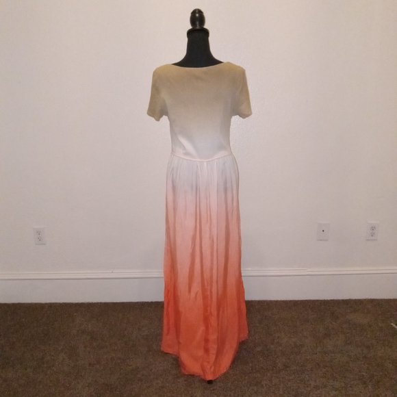 Salmon Peachy Pink Colorshift maxi dress - Picture 4 of 8